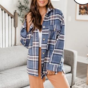 Navy Plaid Shacket Sz Small (oversized)